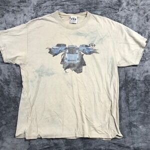 Scion Graphic T Shirt Mens Large Tan Fair Distressed JDM Car Promo Tee 2000s